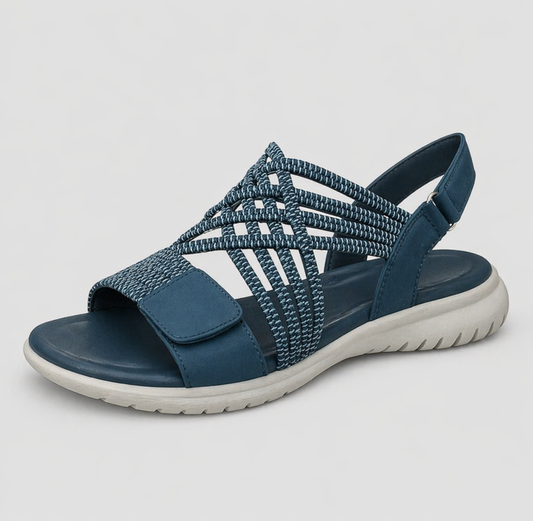 Sandalias ortopédicas azules de pala con tira ajustable y suela acolchada