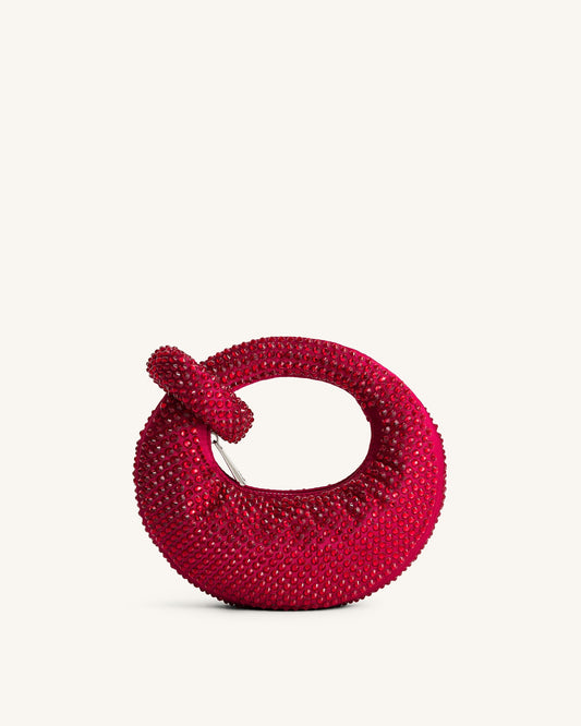 Silvia-Bolso pequeño con asa superior de cristal sintético Abacus - Rojo