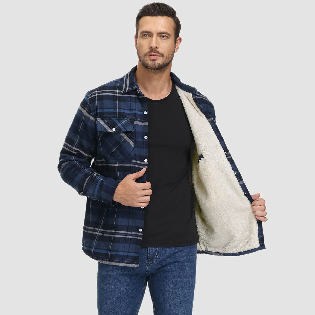 Arturo - Chaqueta de camisa a cuadros con forro
