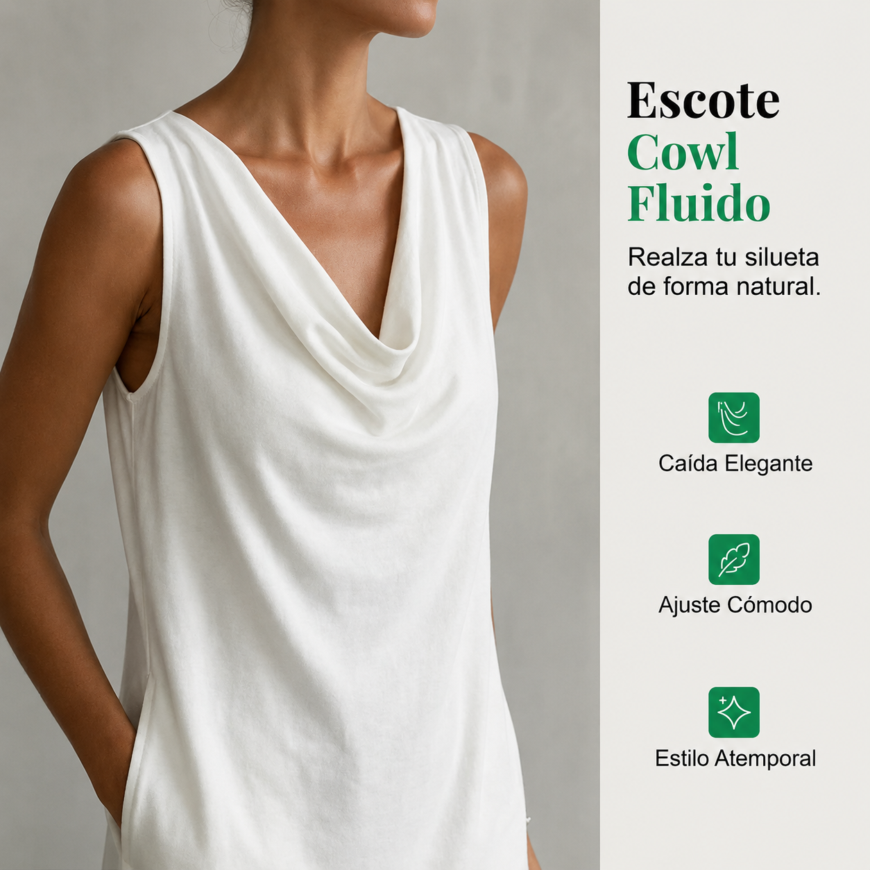 👗 ¡OFERTA LIMITADA: 40 % DE DESCUENTO! 💥SORAYA - Vestido entallado con cuello barco – Sin mangas, bolsillos laterales, versátil ✨