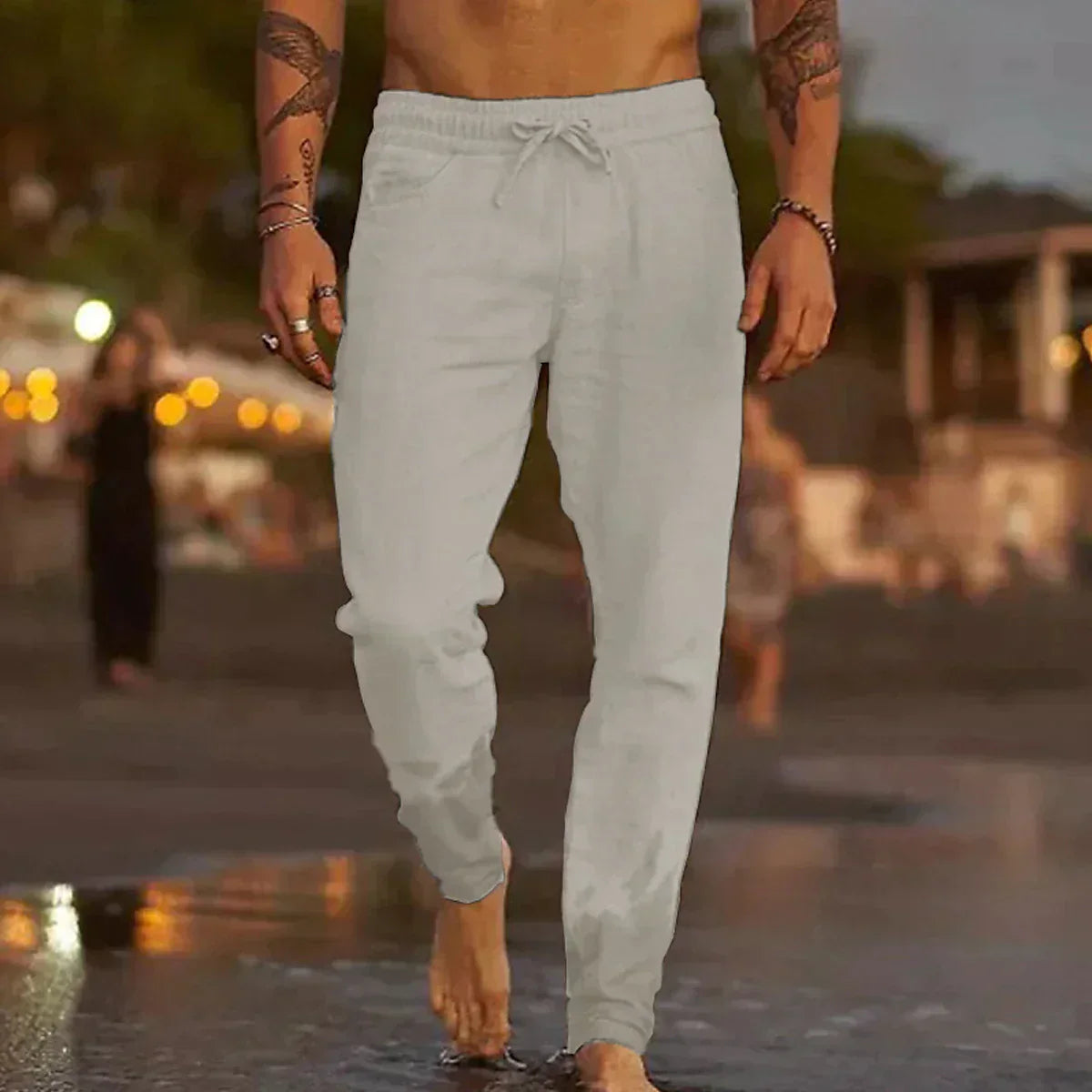 Mateo - Pantalones de playa de lino
