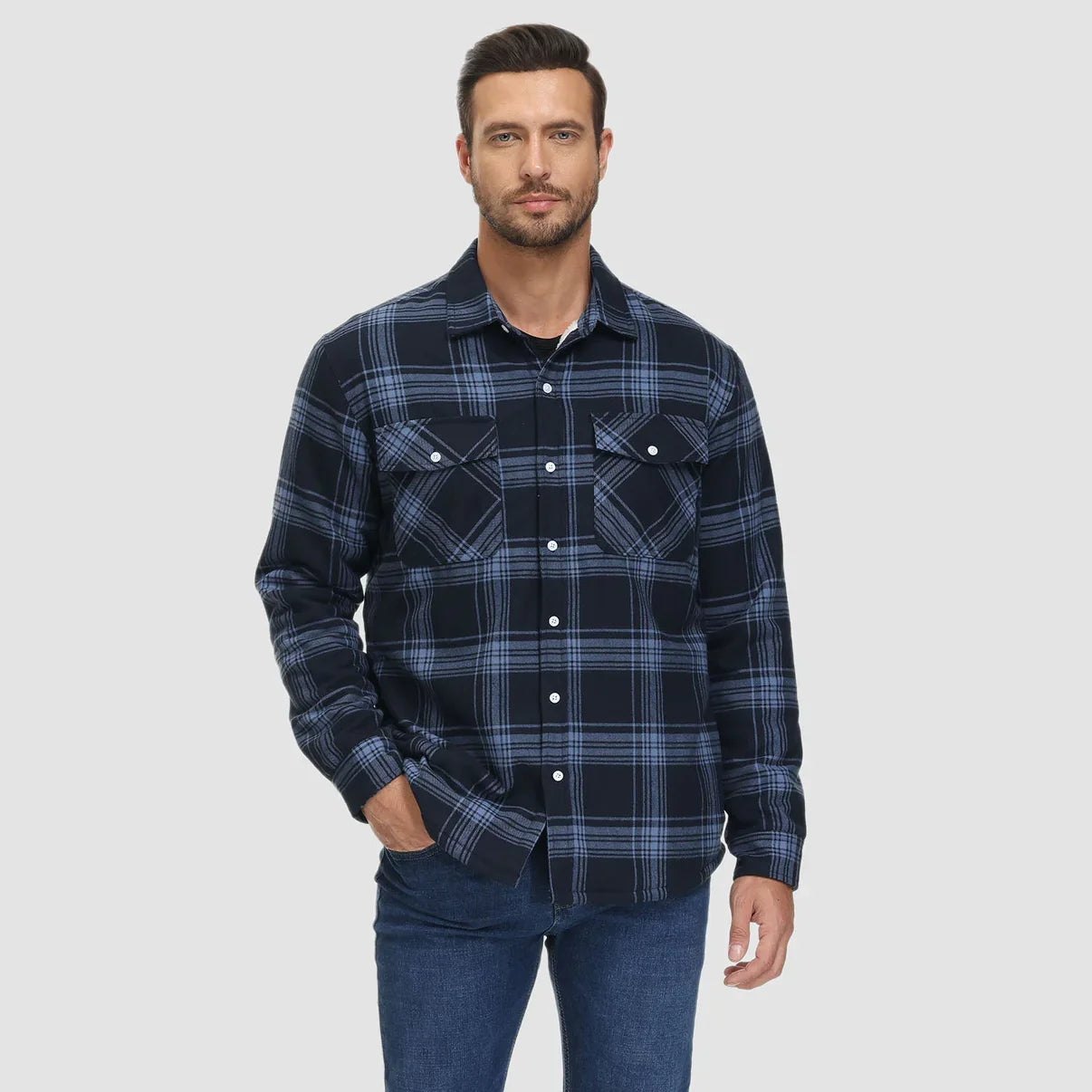 Arturo - Chaqueta de camisa a cuadros con forro