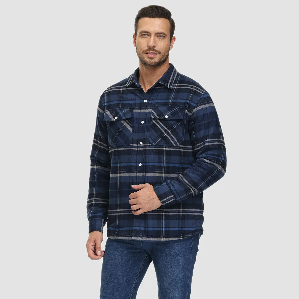 Arturo - Chaqueta de camisa a cuadros con forro