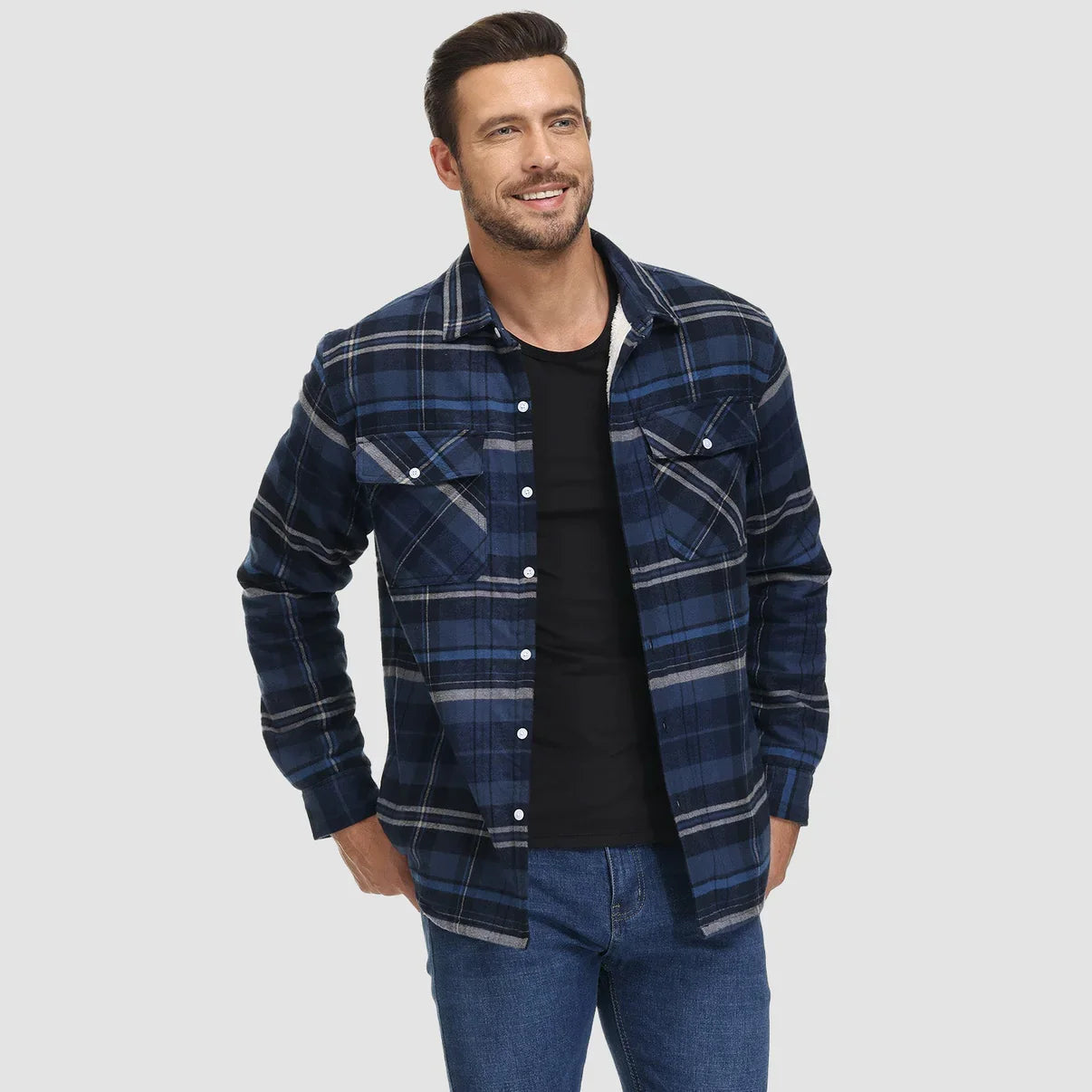 Arturo - Chaqueta de camisa a cuadros con forro