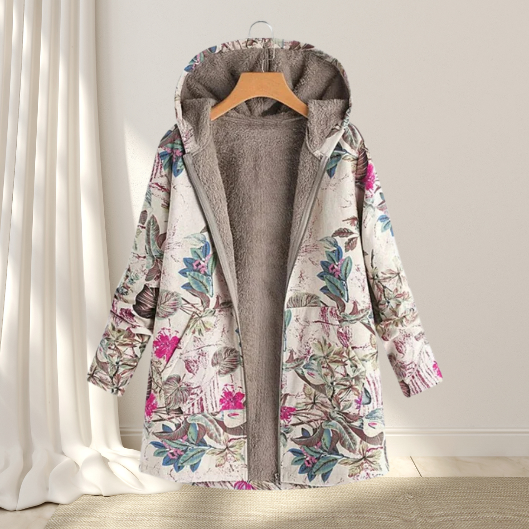 Élisa – Chaqueta de forro polar con estampado floral, suave y elegante