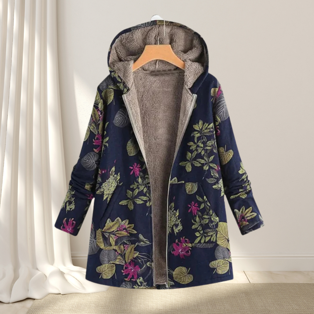 Élisa – Chaqueta de forro polar con estampado floral, suave y elegante