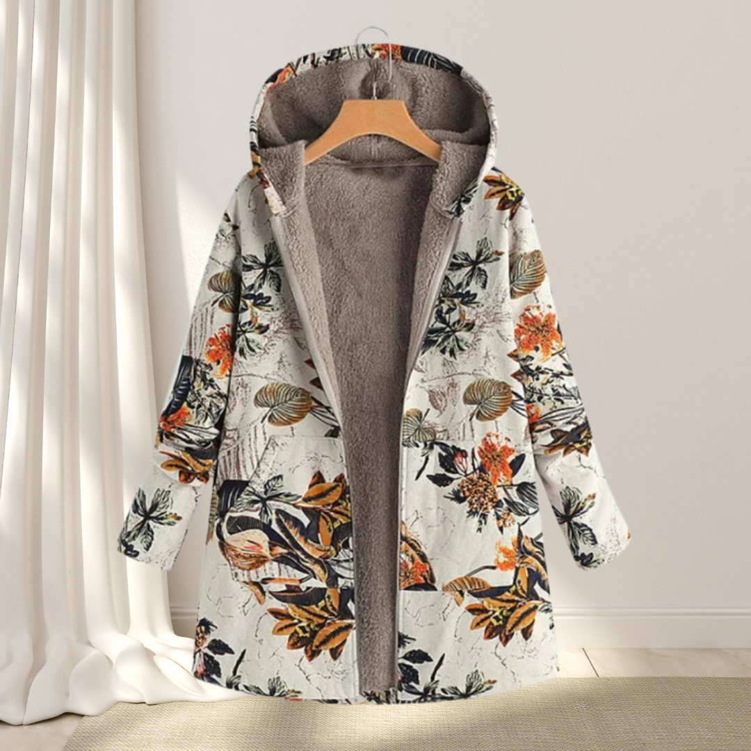 Élisa – Chaqueta de forro polar con estampado floral, suave y elegante