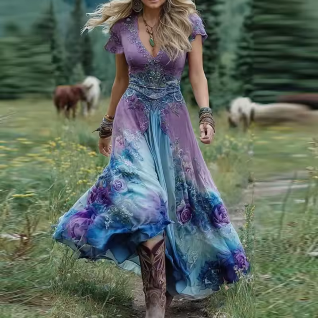 Soraya -  Elegante vestido boho de inspiración vintage
