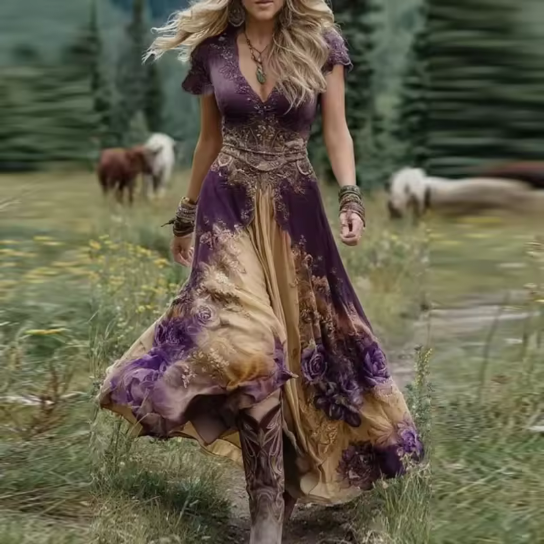 Soraya -  Elegante vestido boho de inspiración vintage
