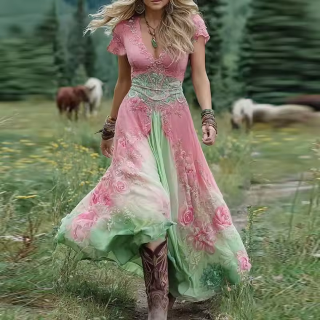 Soraya -  Elegante vestido boho de inspiración vintage