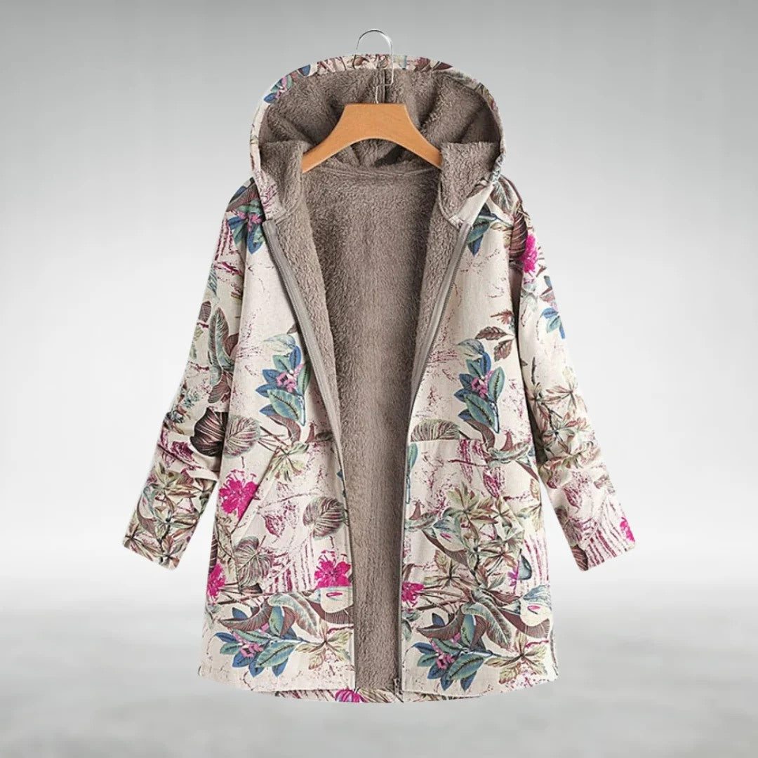 Élisa – Chaqueta de forro polar con estampado floral, suave y elegante