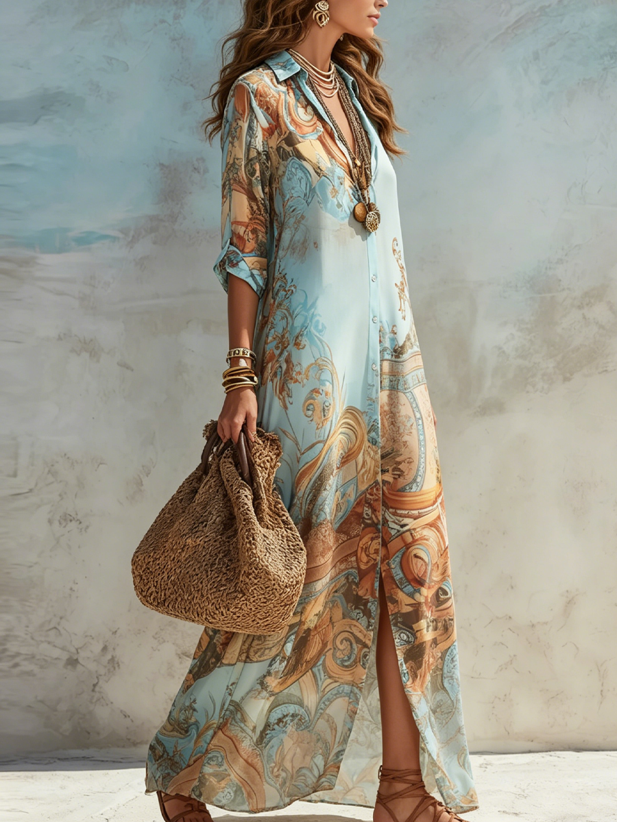 Lucia | ¡Vestido tipo camisa «Mediterráneo»!