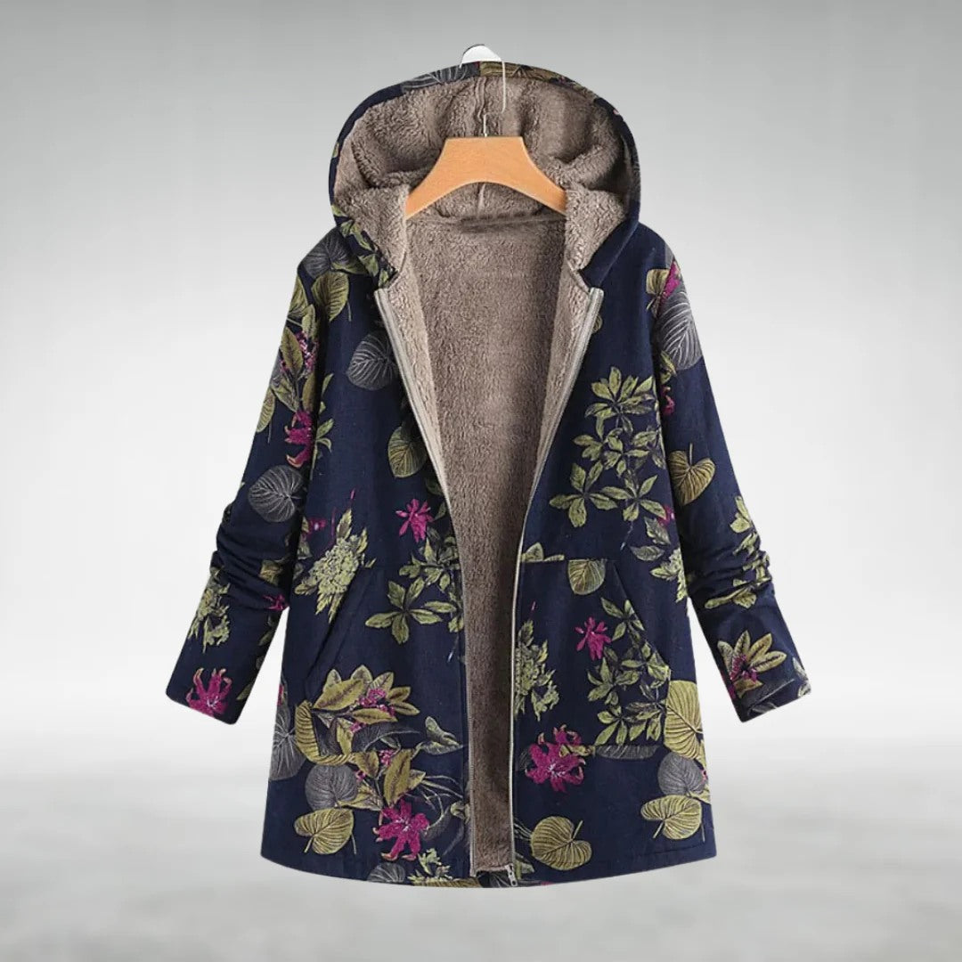 Élisa – Chaqueta de forro polar con estampado floral, suave y elegante