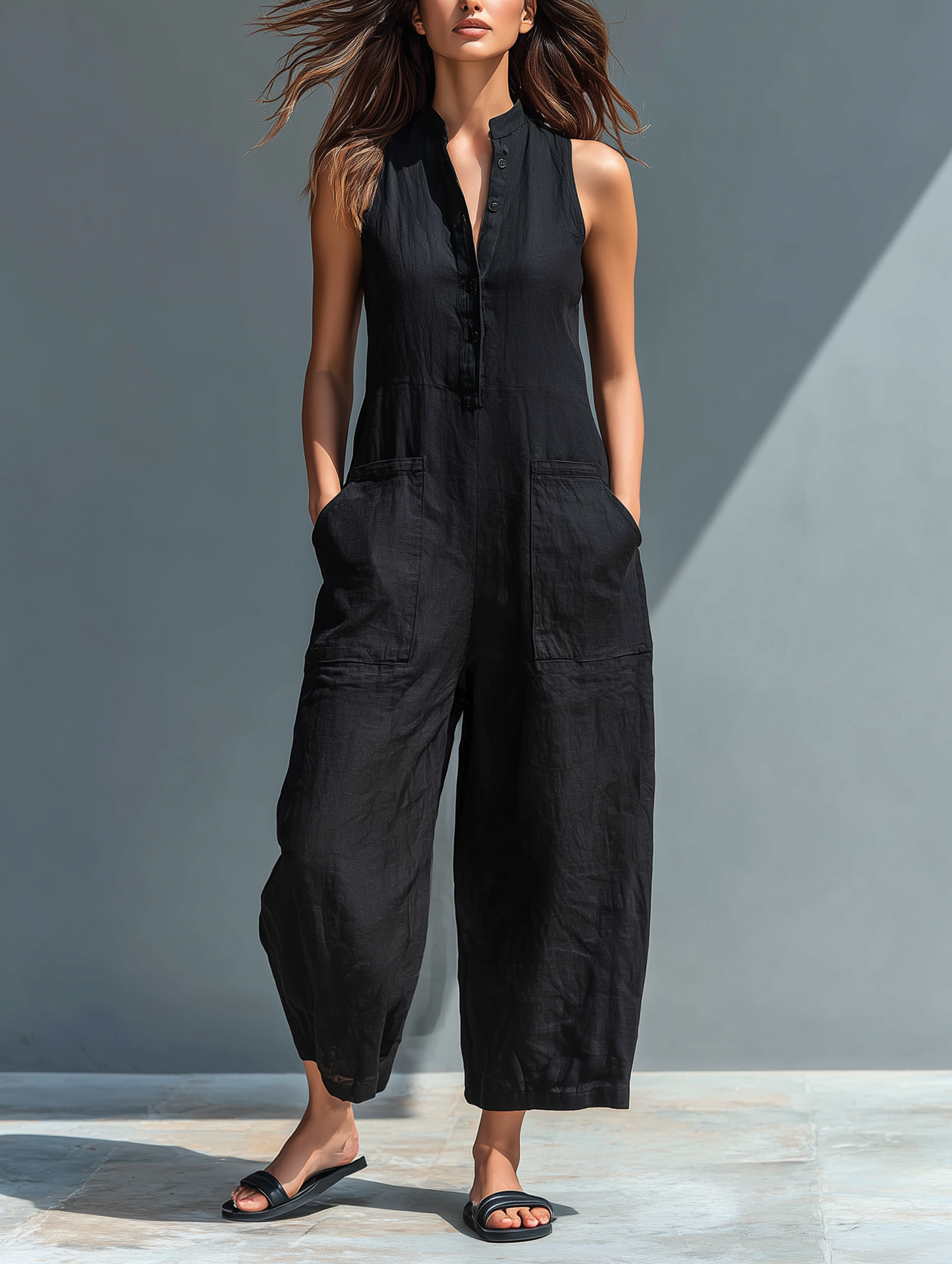 Silvia - Peto minimalista sin mangas de mezcla de lino
