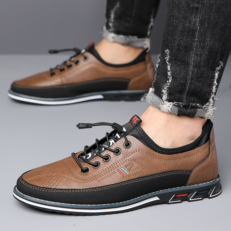Zapatos Oxford de piel caramelo con cordones negros y suela gruesa negra