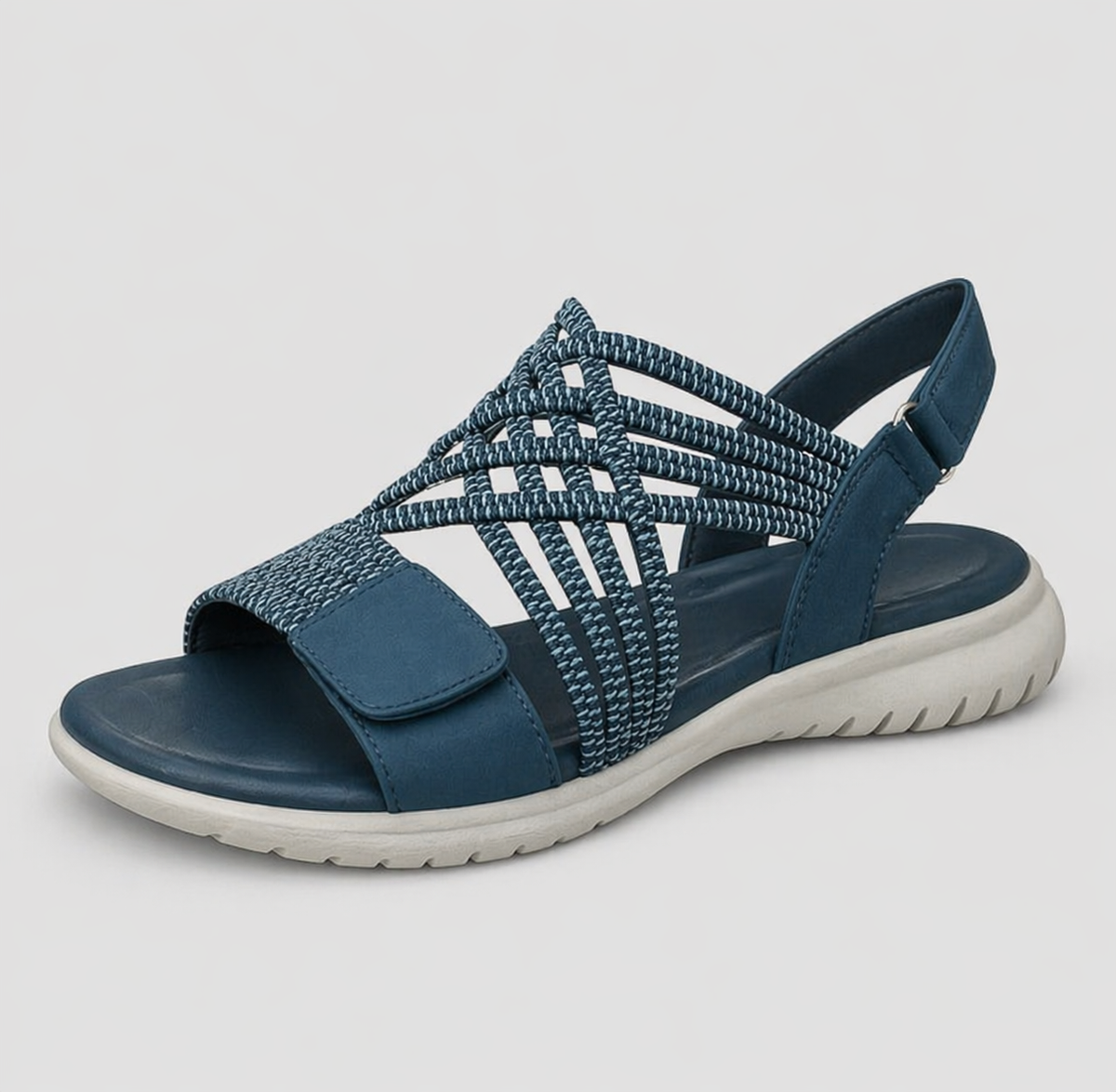 Sandalias ortopédicas azules de pala con tira ajustable y suela acolchada
