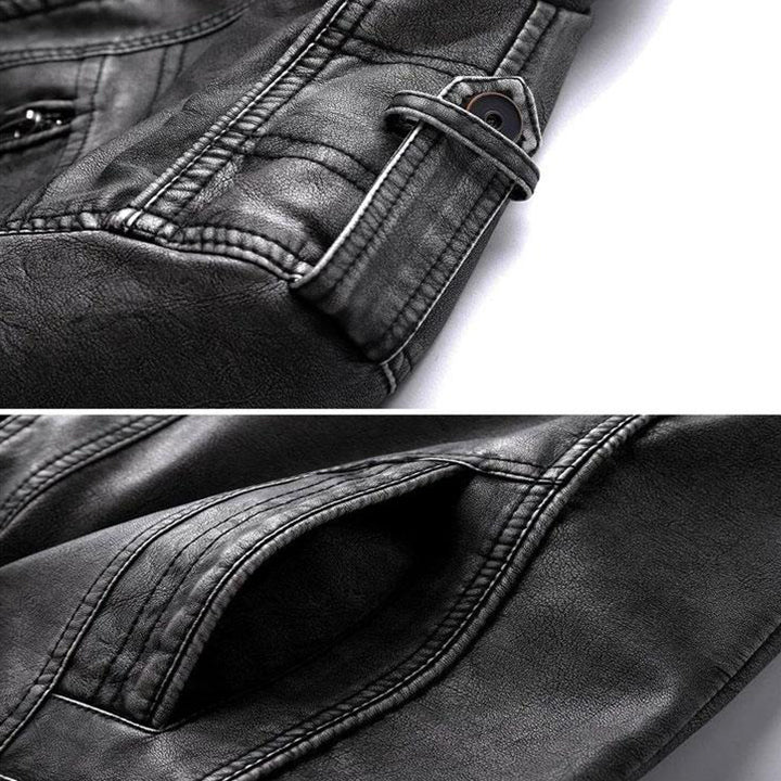 Chaqueta de cuero Bonanza: costuras y paneles con presillas y cremallera