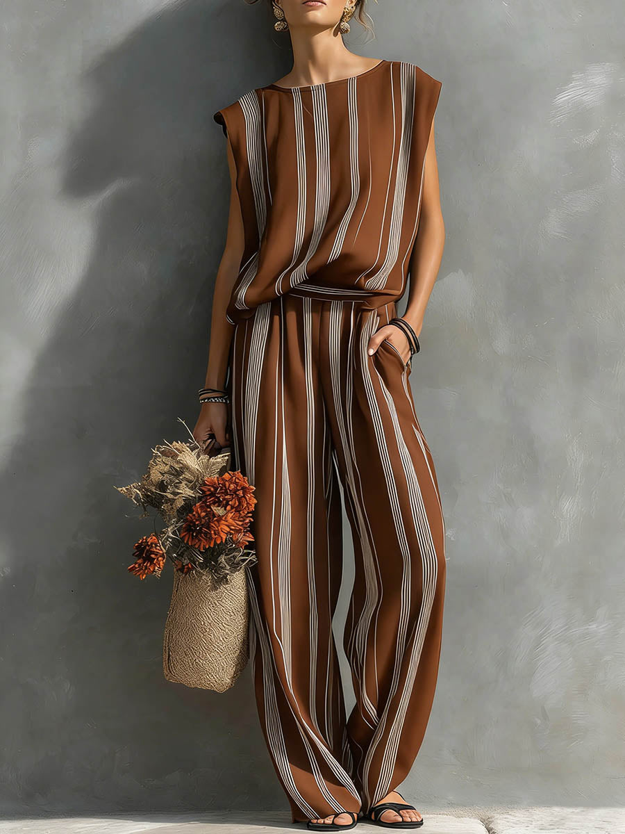 Alexia - Elegante conjunto de dos piezas a rayas