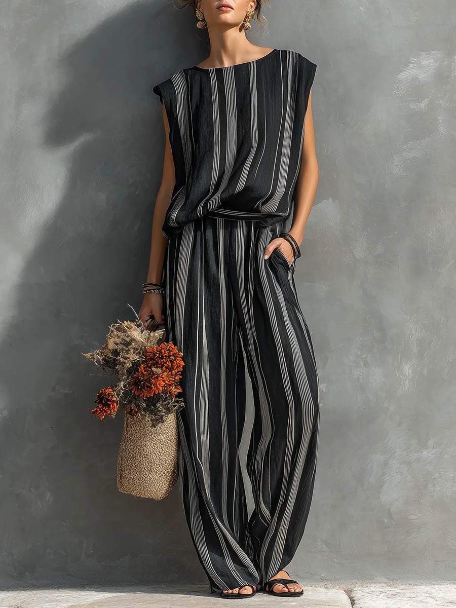 Alexia - Elegante conjunto de dos piezas a rayas