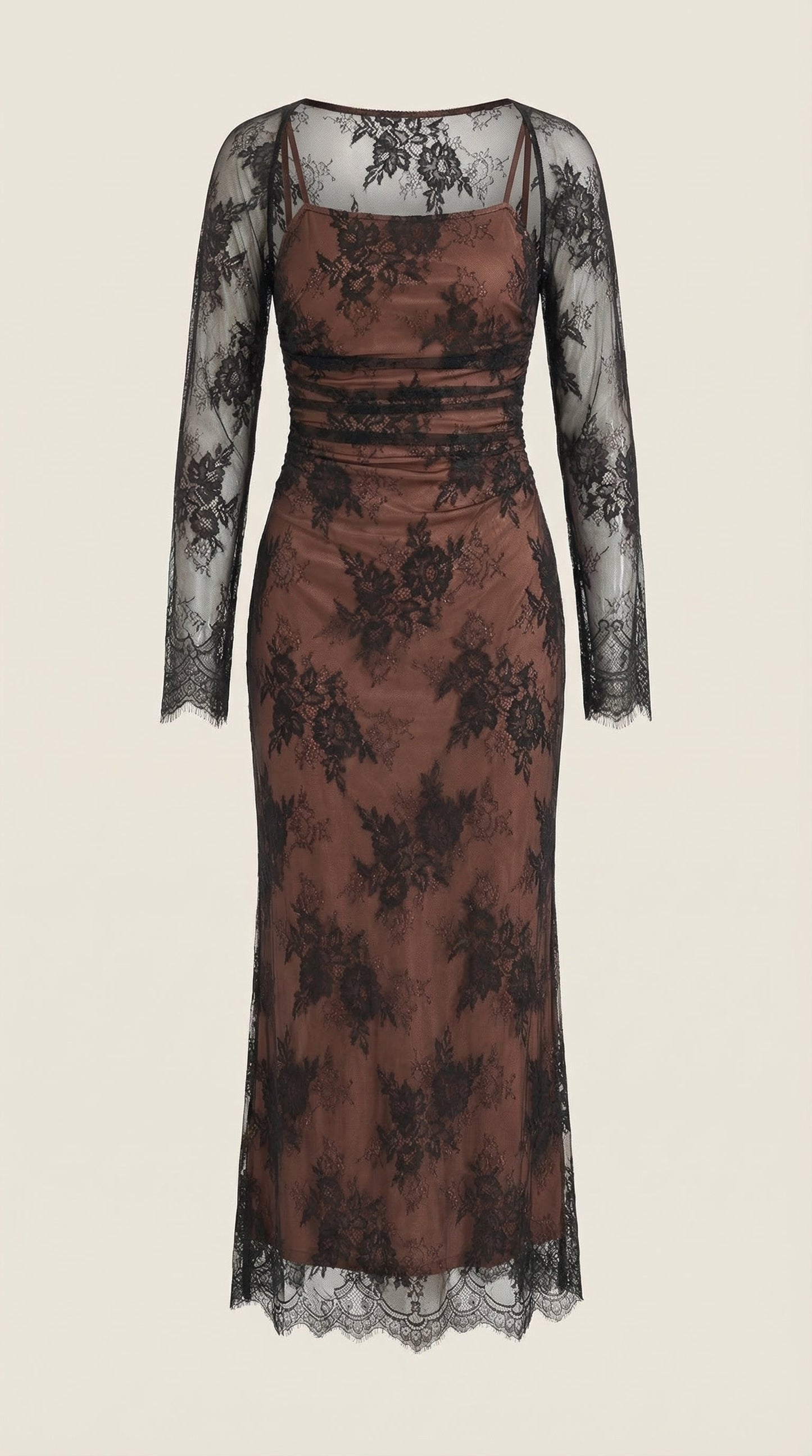 Elissa-Vestido largo de encaje