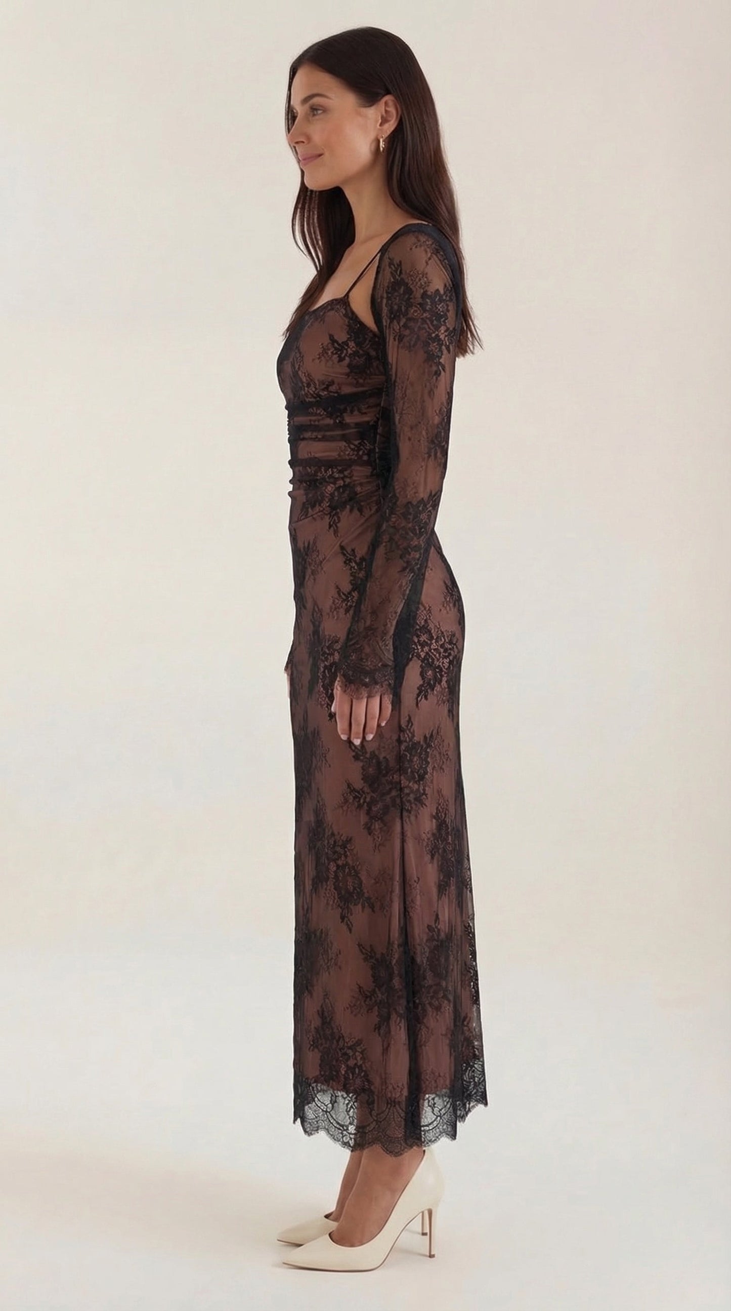 Elissa-Vestido largo de encaje