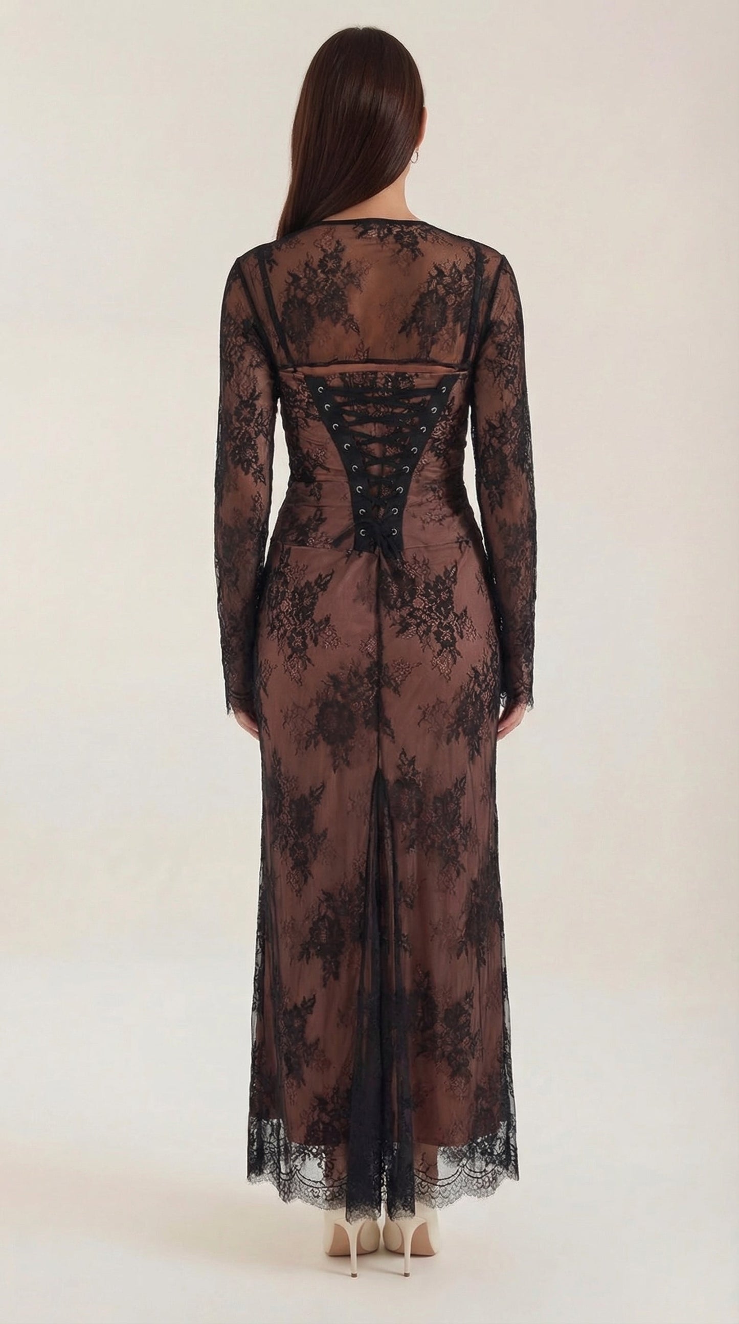 Elissa-Vestido largo de encaje