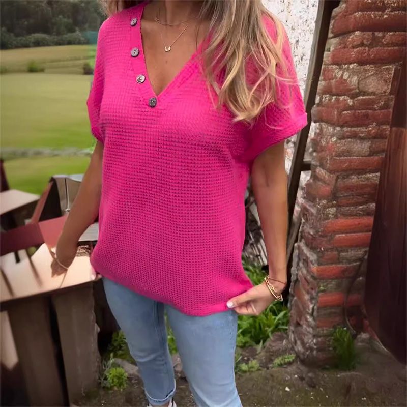 Alicia - Top elegante de manga corta y cuello en V para mujer