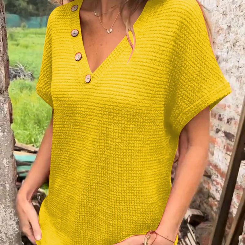 Alicia - Top elegante de manga corta y cuello en V para mujer