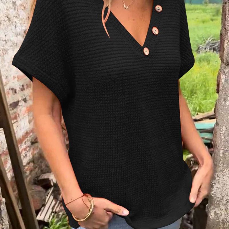 Alicia - Top elegante de manga corta y cuello en V para mujer