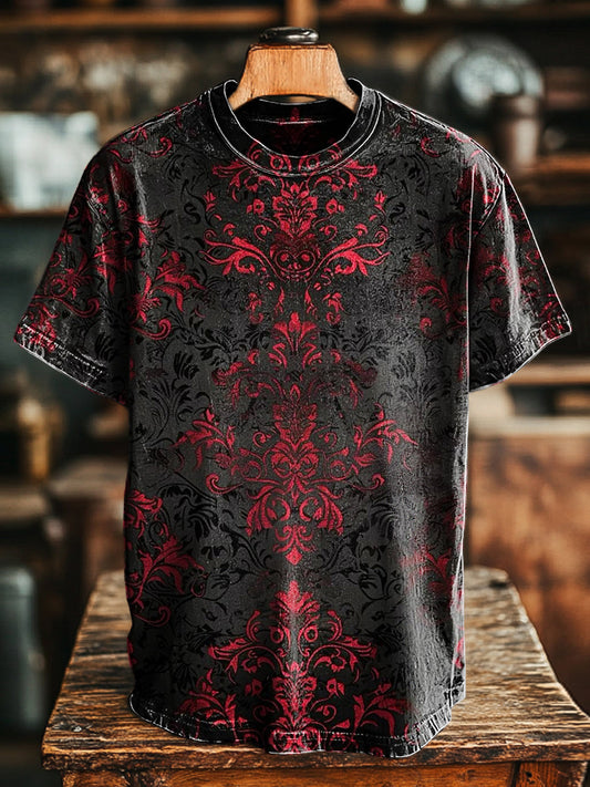 Rober-Camiseta retro para hombre con estampado floral oscuro